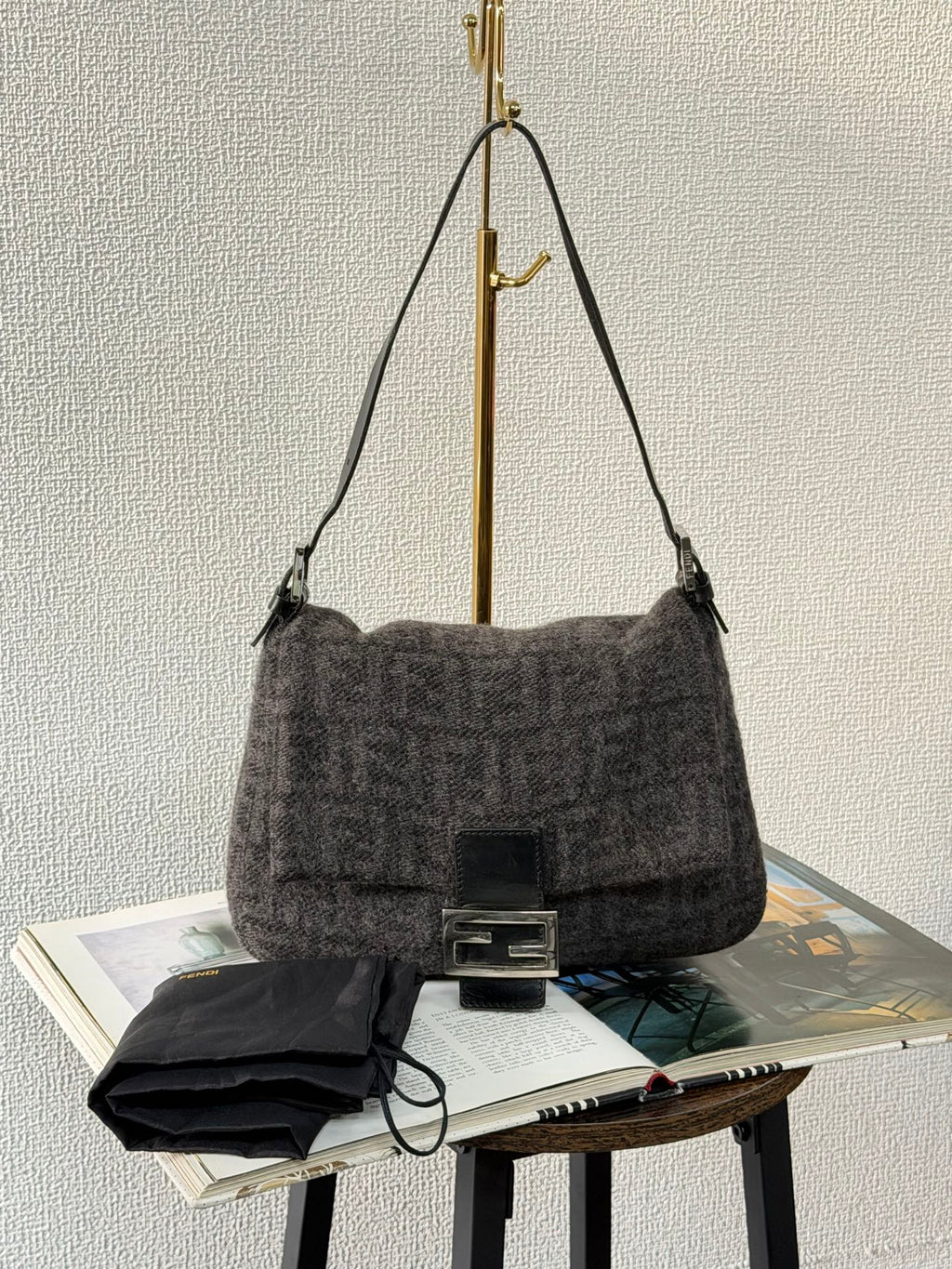 FENDI Cashmere Zucca Baguette Shoulderbag