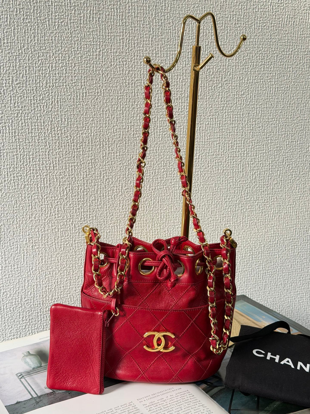 CHANEL Genuine Quilted Bucket Shoulderbag Set