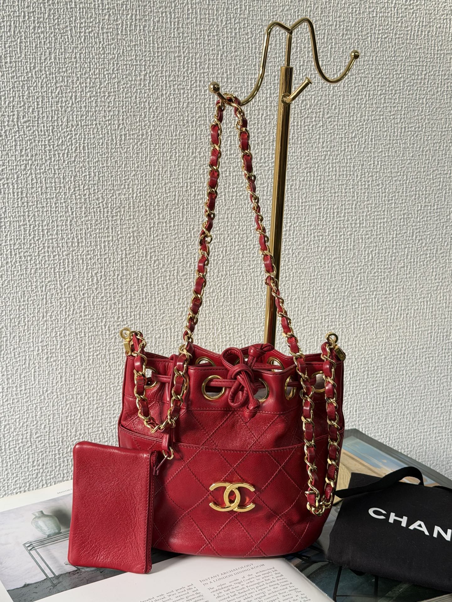 CHANEL Genuine Quilted Bucket Shoulderbag Set