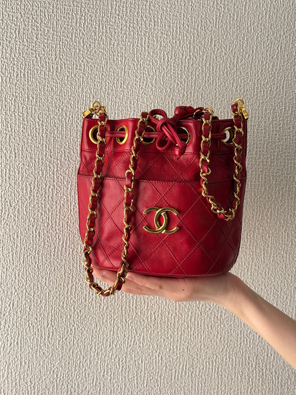 CHANEL Genuine Quilted Bucket Shoulderbag Set