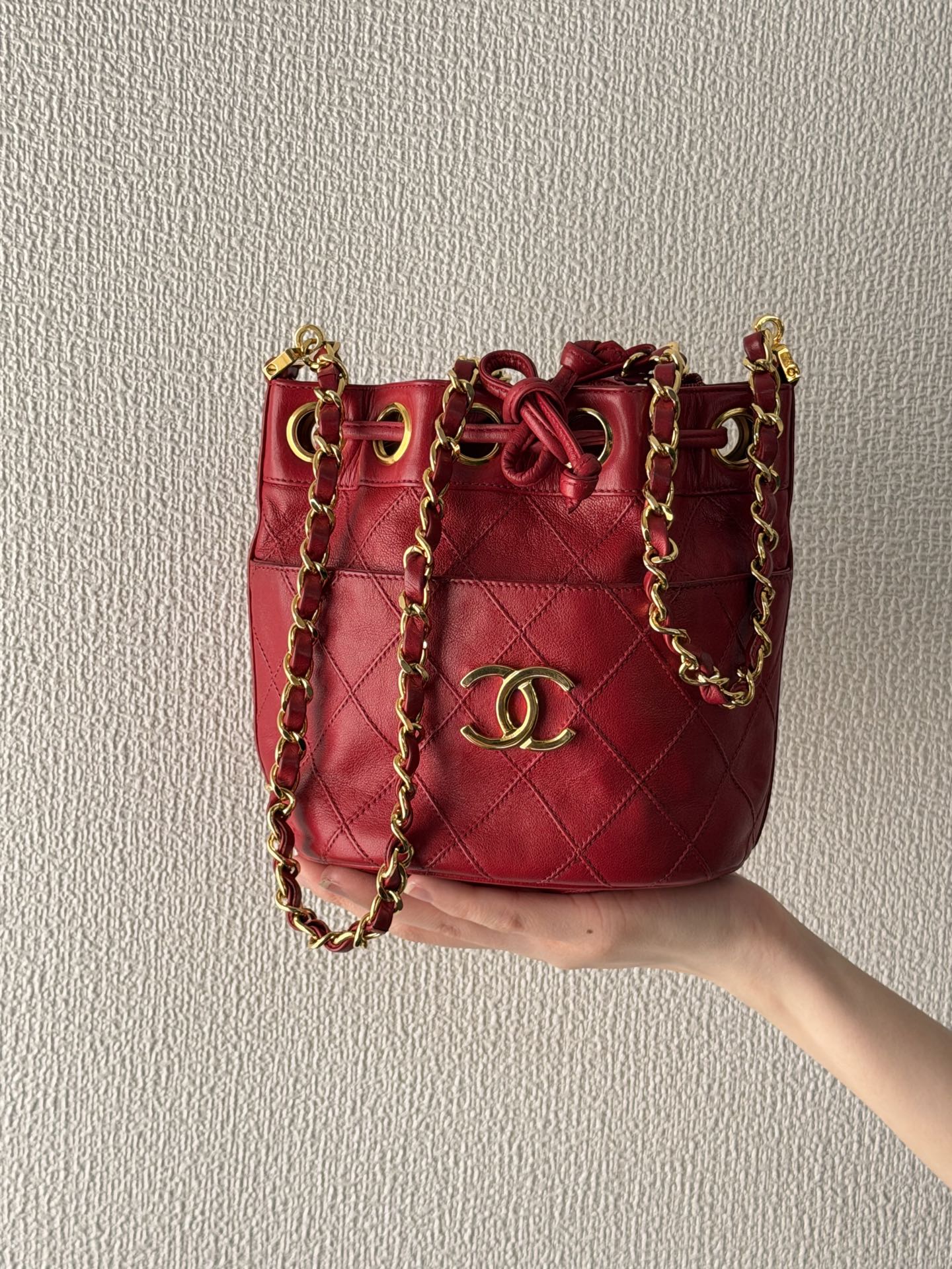 CHANEL Genuine Quilted Bucket Shoulderbag Set