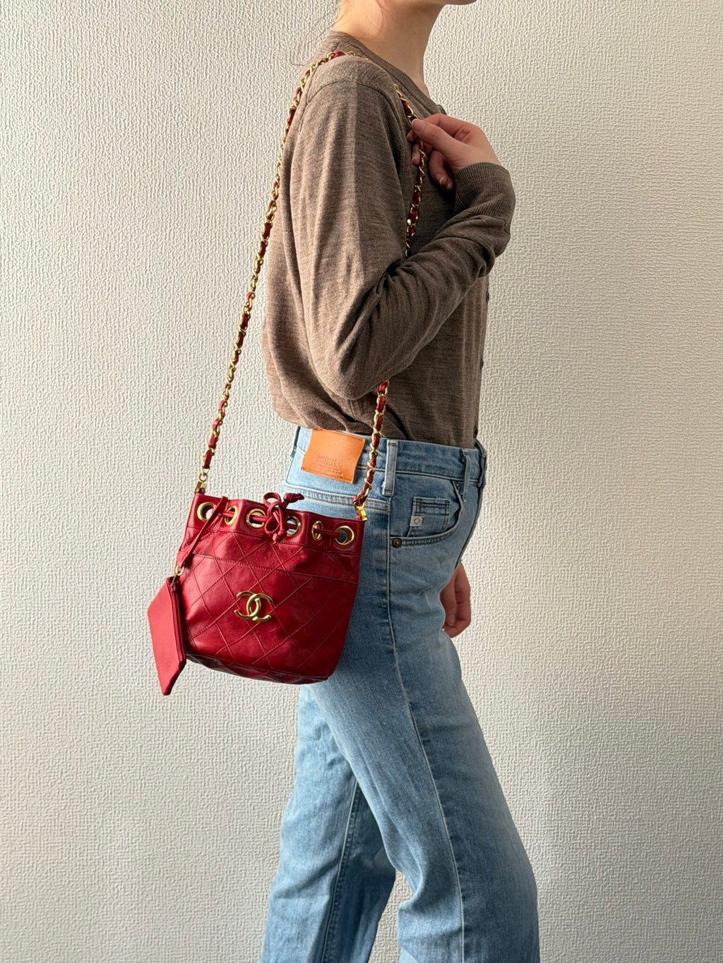 CHANEL Genuine Quilted Bucket Shoulderbag Set