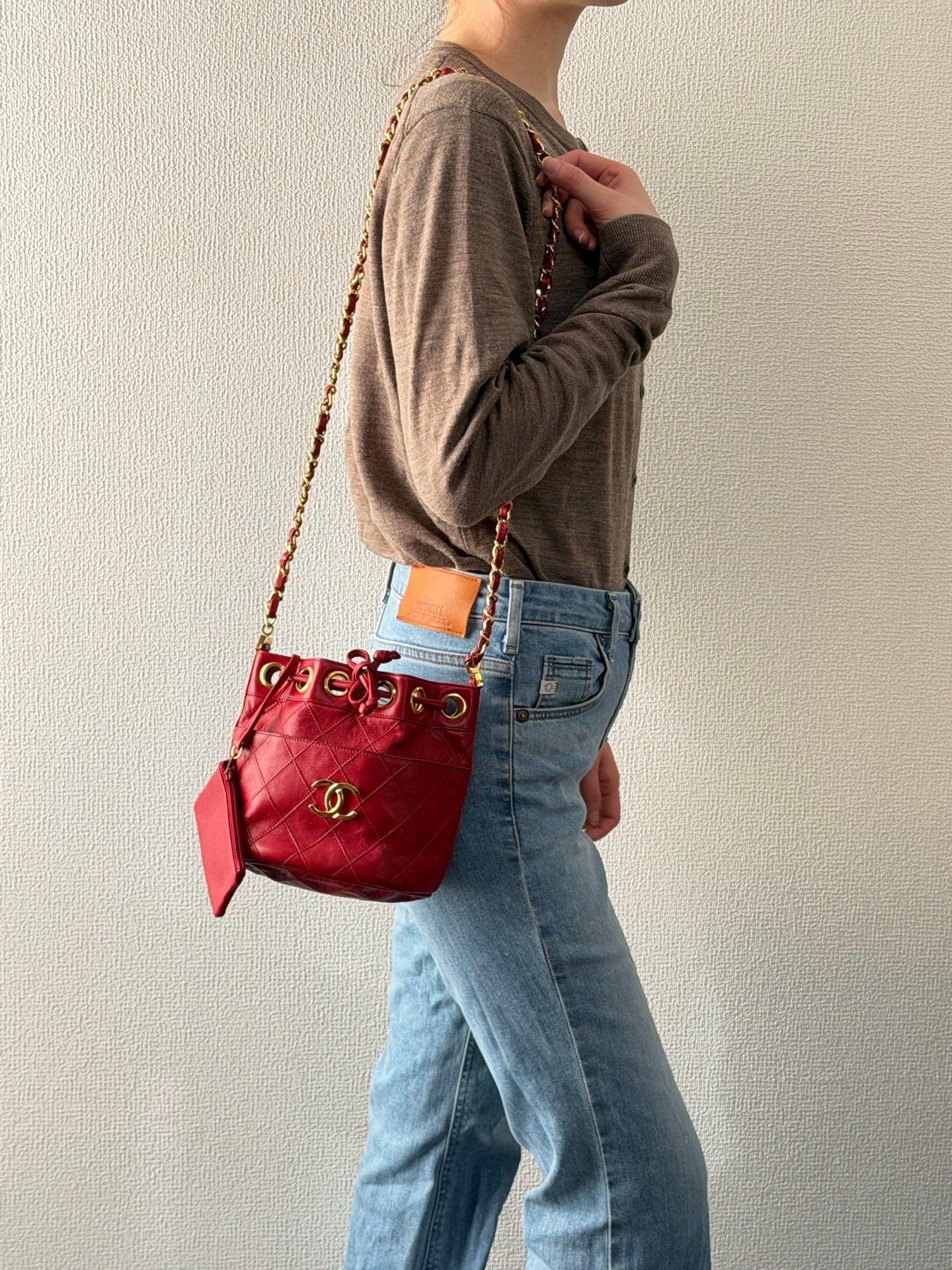 CHANEL Genuine Quilted Bucket Shoulderbag Set