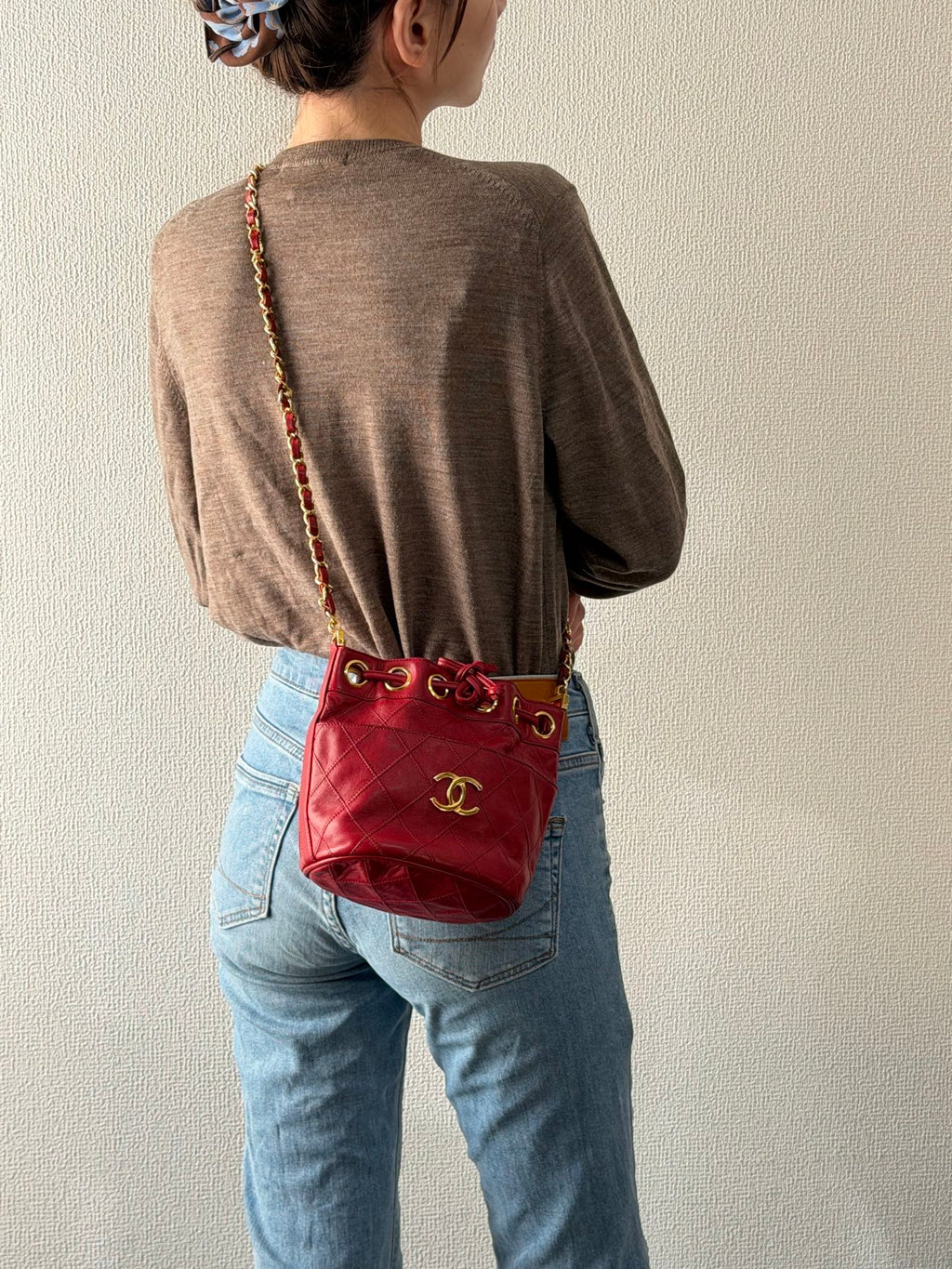 CHANEL Genuine Quilted Bucket Shoulderbag Set