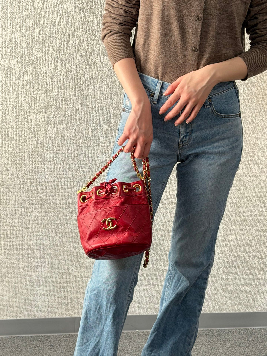 CHANEL Genuine Quilted Bucket Shoulderbag Set