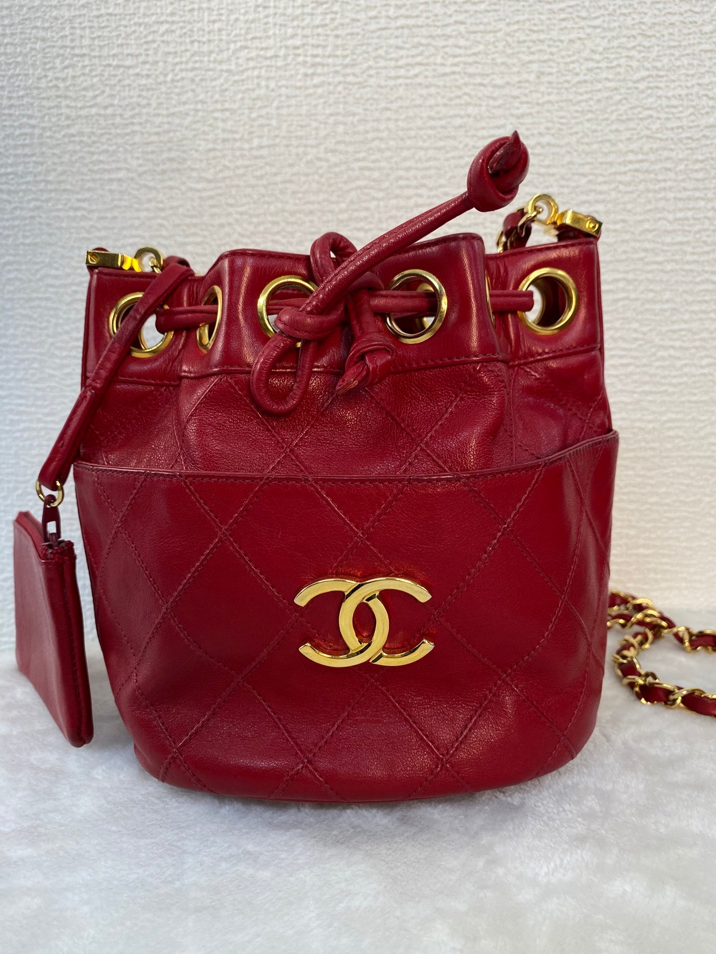 CHANEL Genuine Quilted Bucket Shoulderbag Set