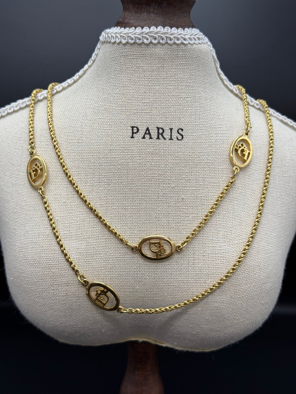 CHRISTIAN DIOR Multiple Layer Logo Necklace
