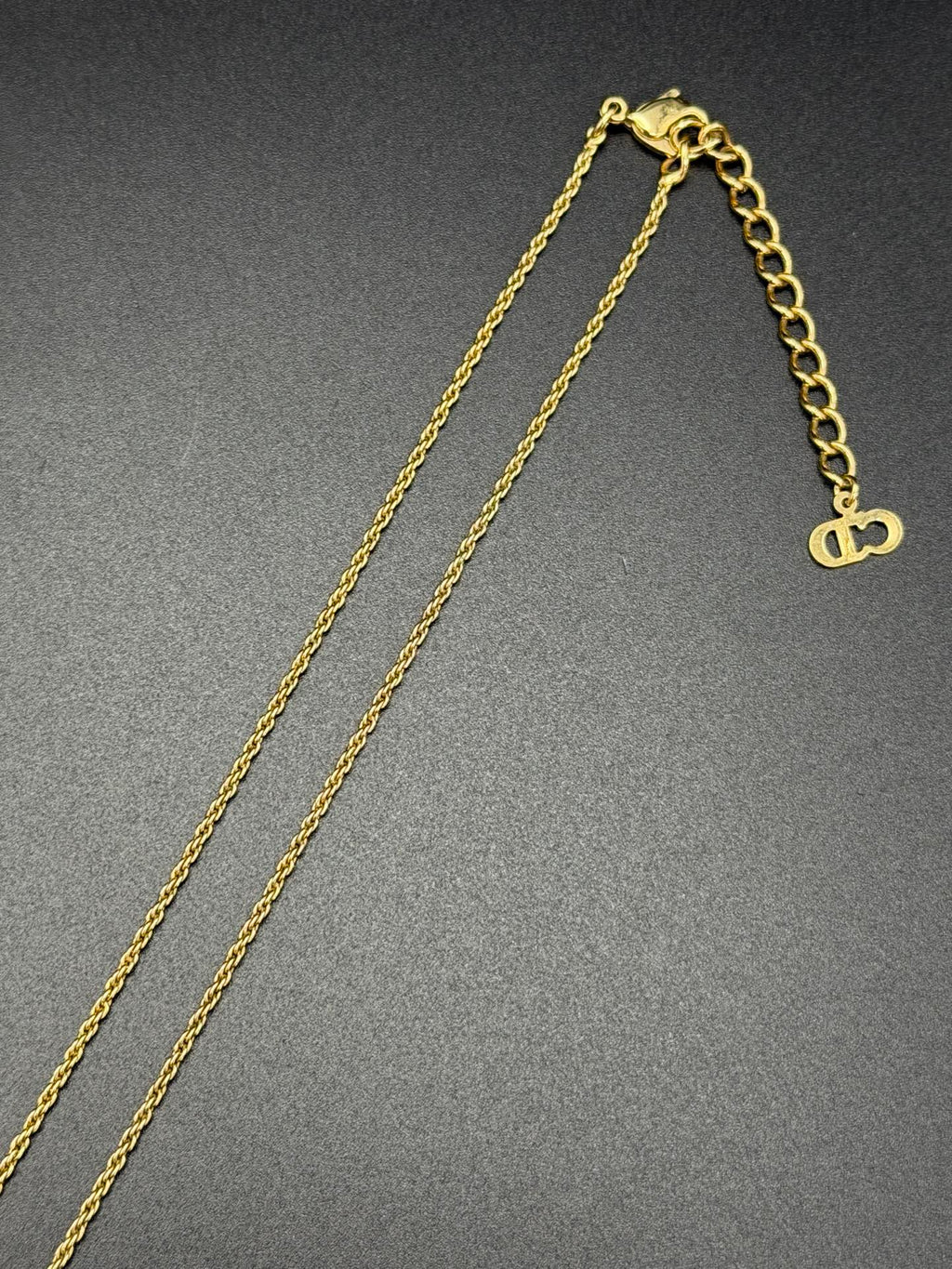 CHRISTIAN DIOR Enamel Rheinstone CD Logo Necklace