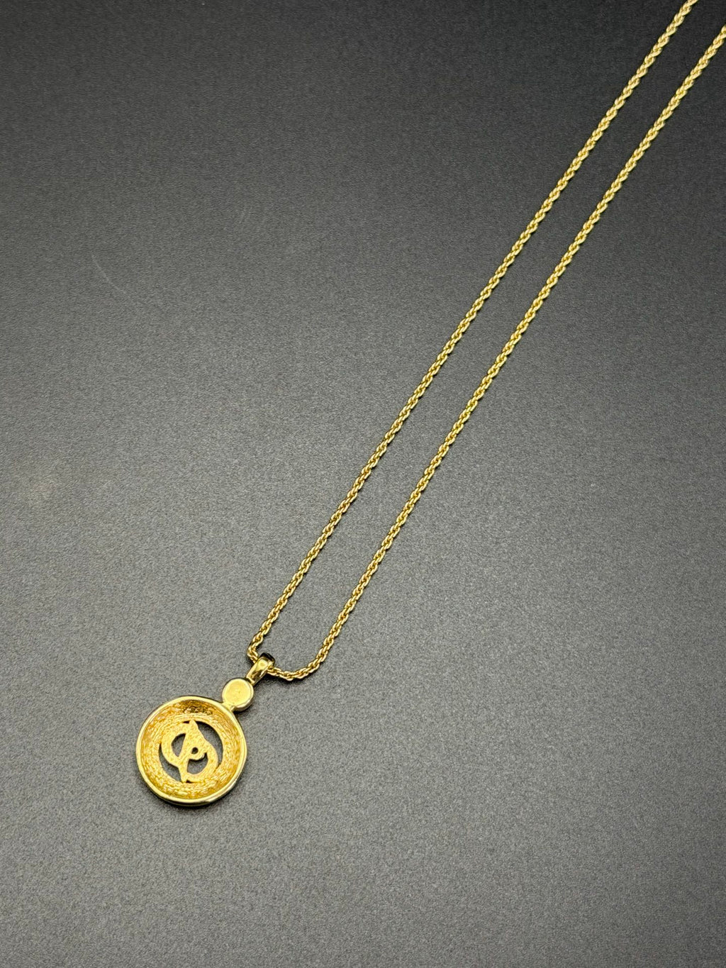CHRISTIAN DIOR Enamel Rheinstone CD Logo Necklace