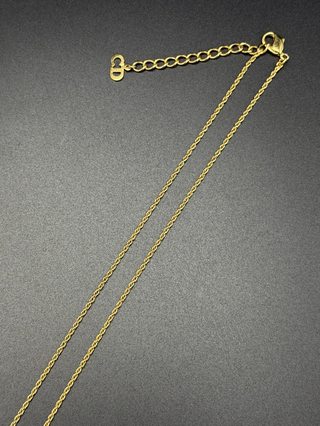 CHRISTIAN DIOR Enamel Rheinstone CD Logo Necklace
