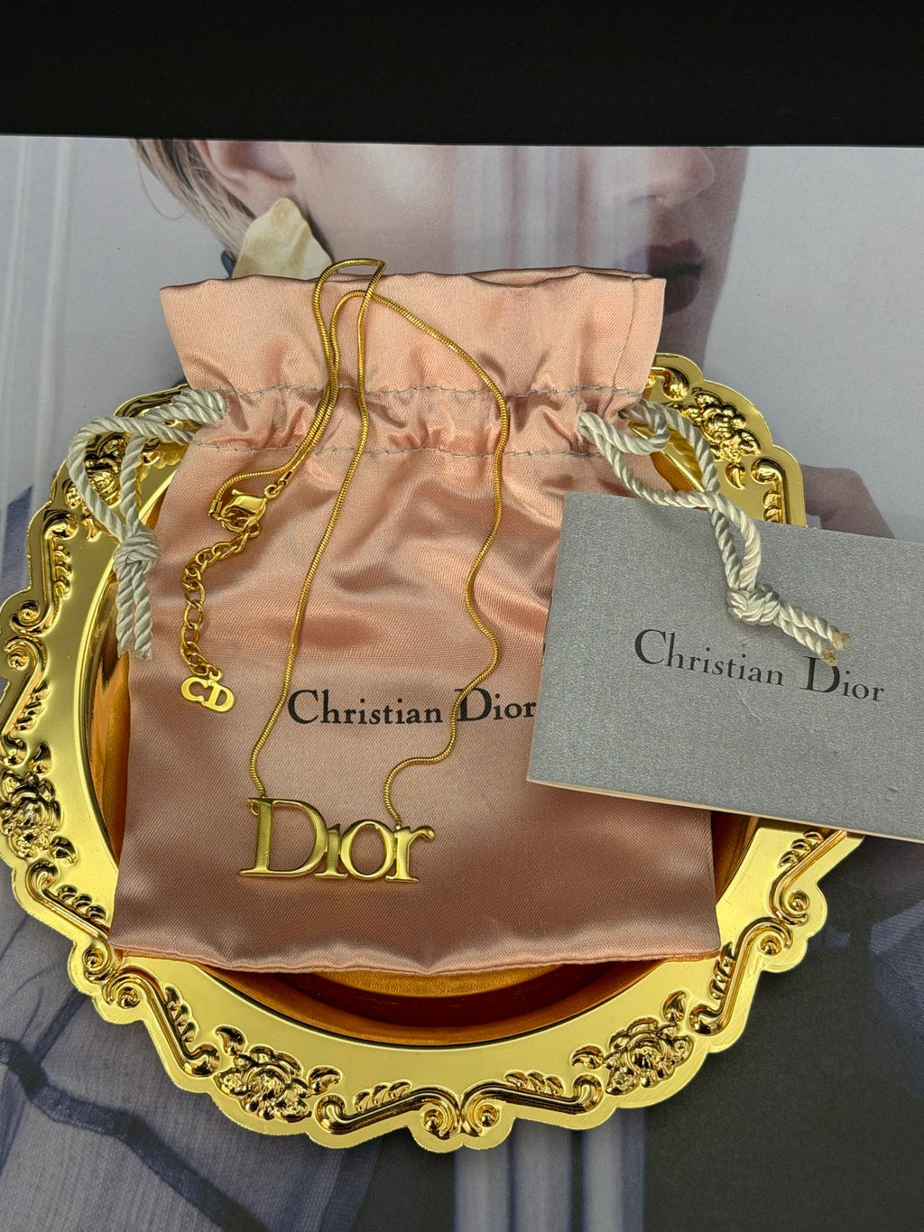CHRISTIAN DIOR Vintage Logo Necklace
