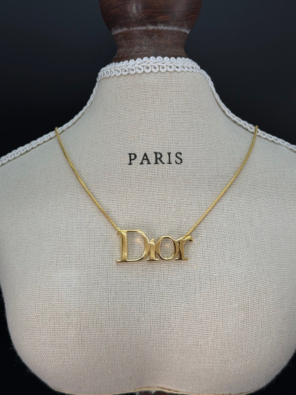 CHRISTIAN DIOR Vintage Logo Necklace