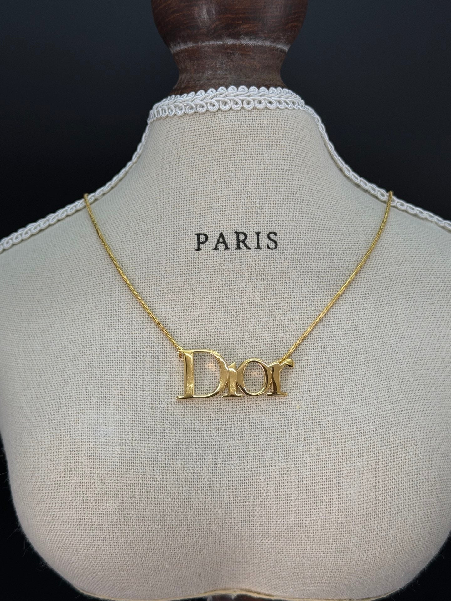 CHRISTIAN DIOR Vintage Logo Necklace