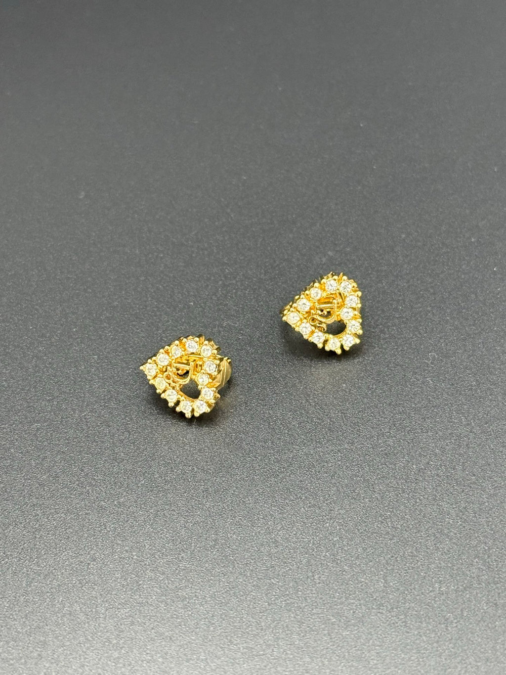 CHRISTIAN DIOR Rheinstone Heart-Shaped Clip On earring