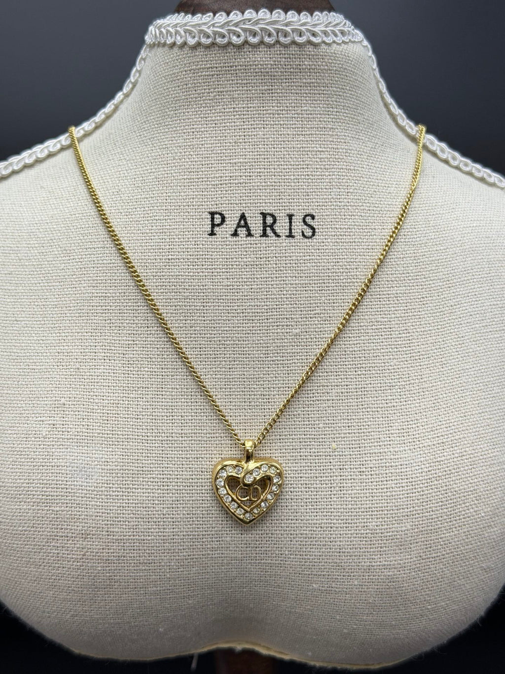 Christian Dior Heart-shaped Clip on Earring and Nacklace Set
