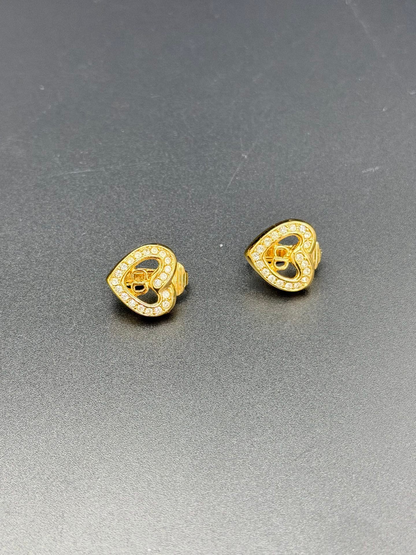 Christian Dior Heart-shaped Clip on Earring and Nacklace Set