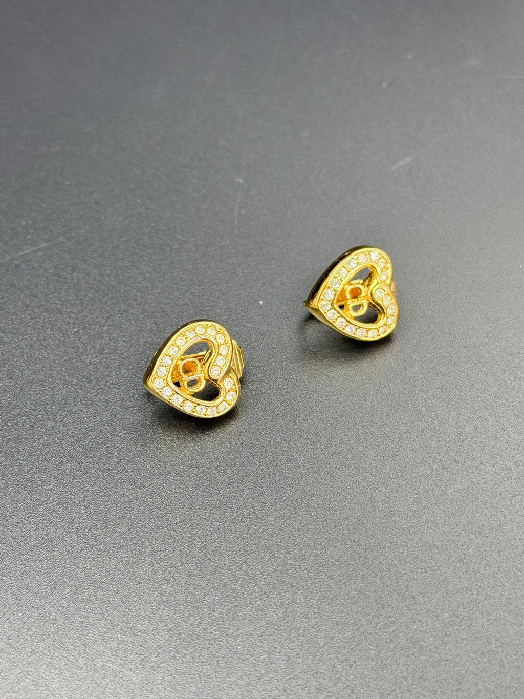 Christian Dior Heart-shaped Clip on Earring and Nacklace Set