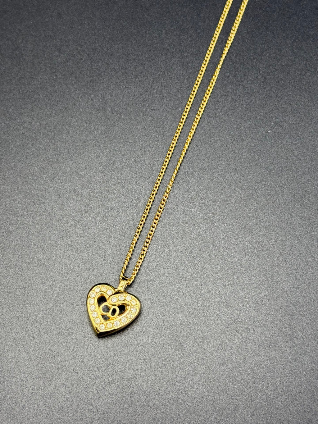 Christian Dior Heart-shaped Clip on Earring and Nacklace Set