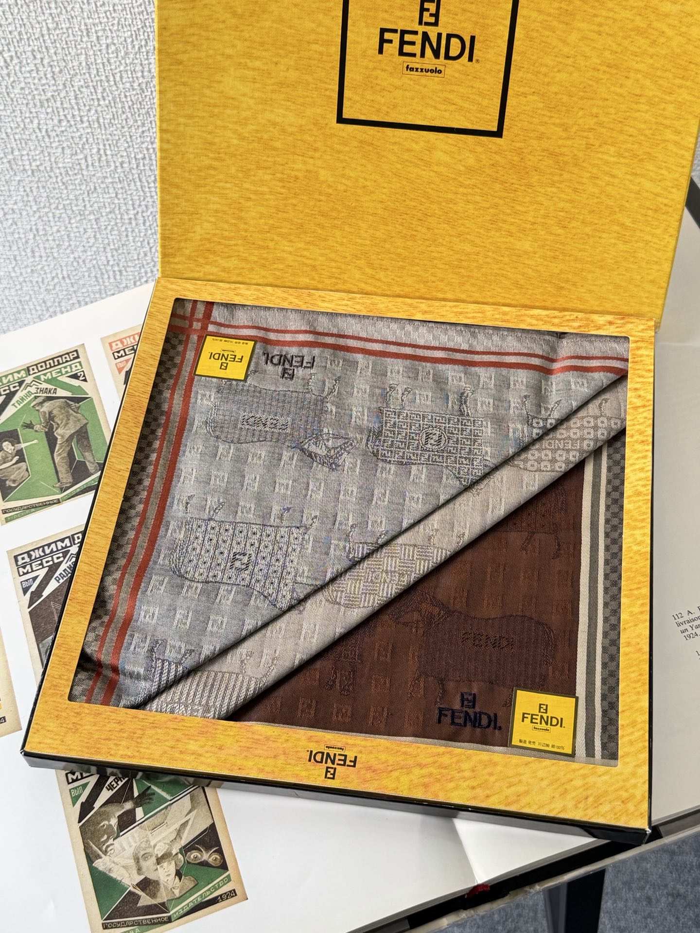 FENDI Cotton Handkerchief Set Box