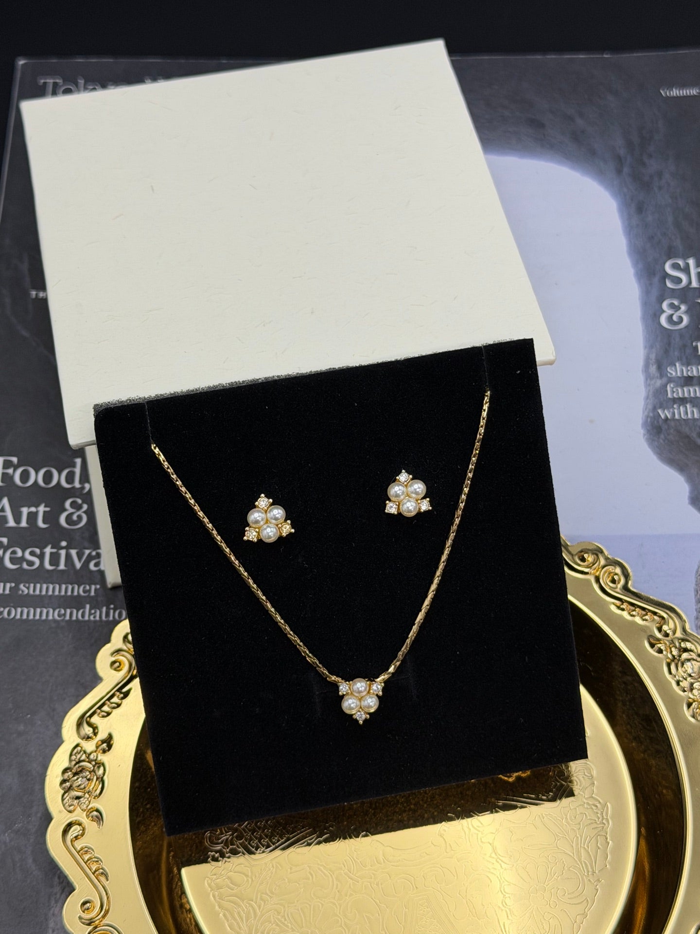 CHRISTIAN DIOR Mini Pearl Set( Necklace & Earrings)