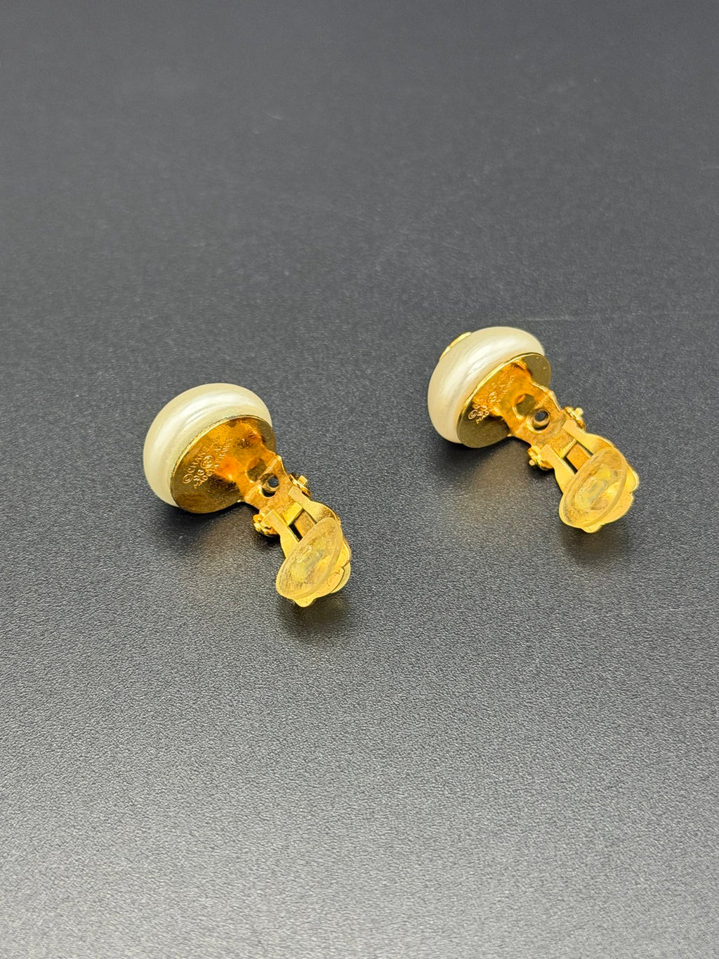 CHANEL Double-C Logo Pearl Clip On Earrings