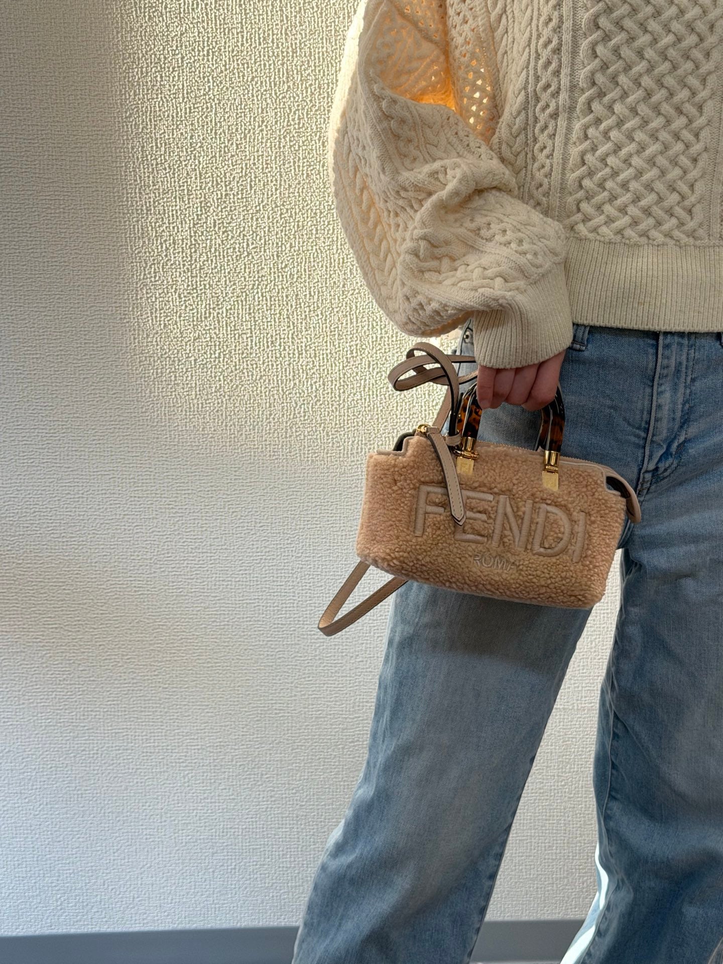 FENDI  Mini By The Way Shearling 2WAY Shoulderbag