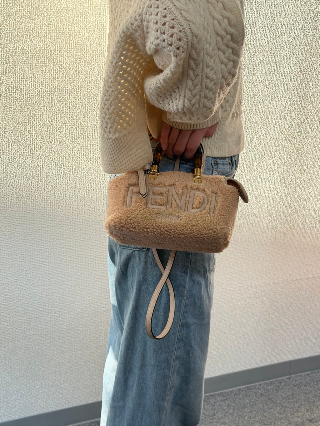 FENDI  Mini By The Way Shearling 2WAY Shoulderbag