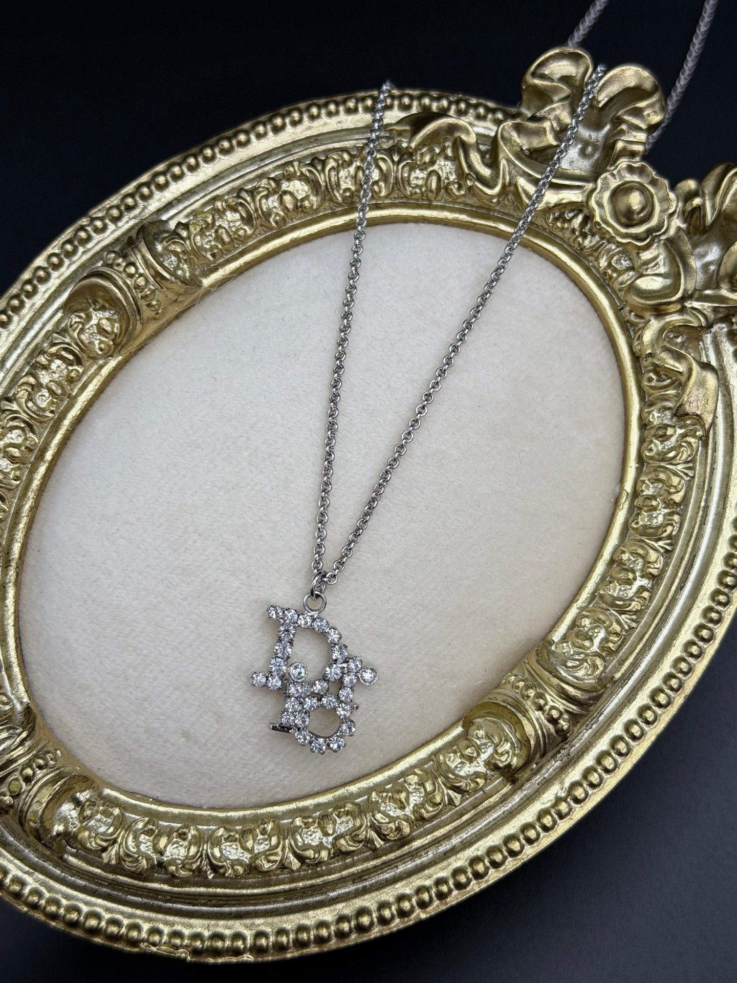 CHRISTIAN DIOR CD Logo Rheinstone-embellished Necklace