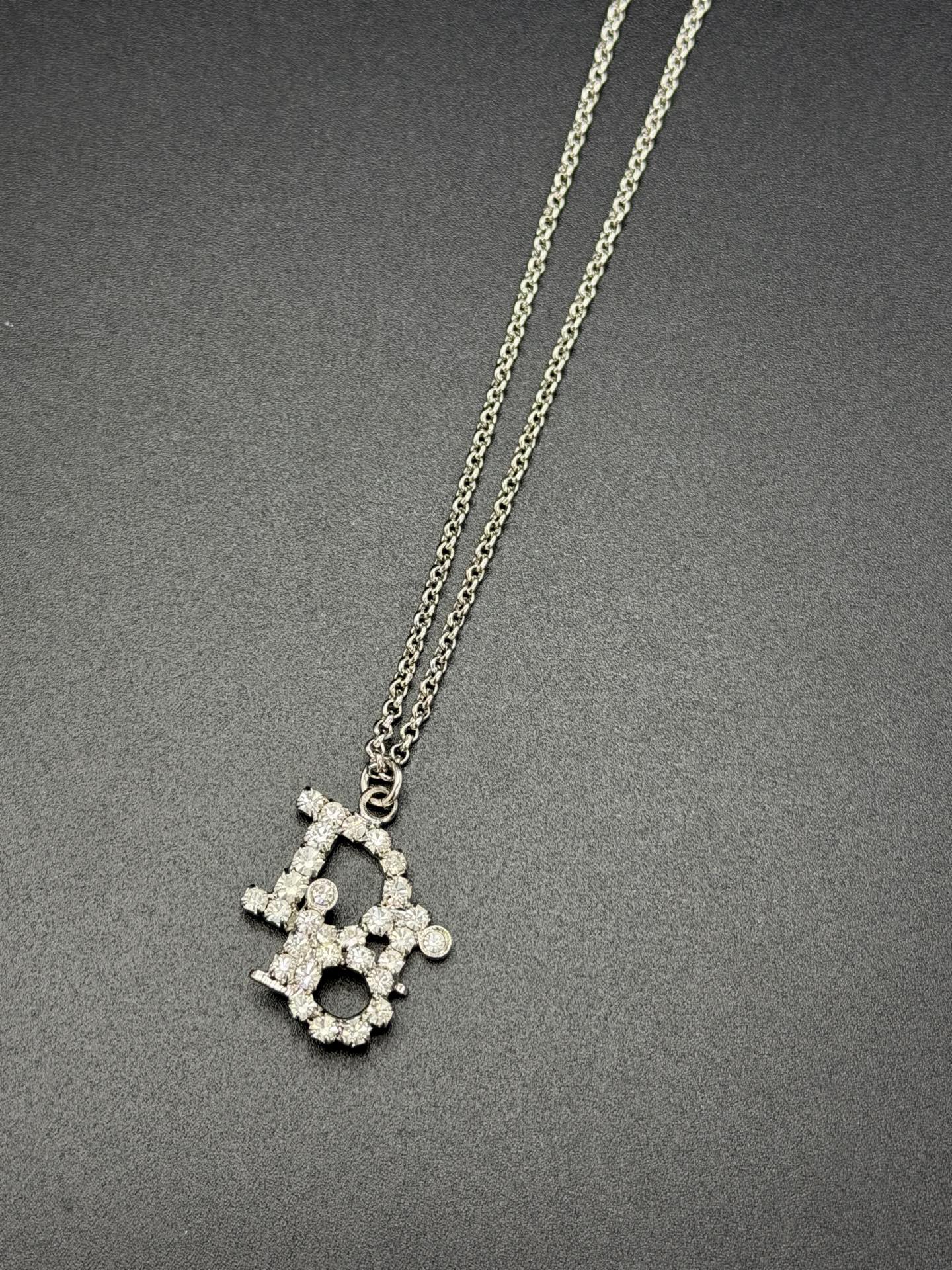 CHRISTIAN DIOR CD Logo Rheinstone-embellished Necklace