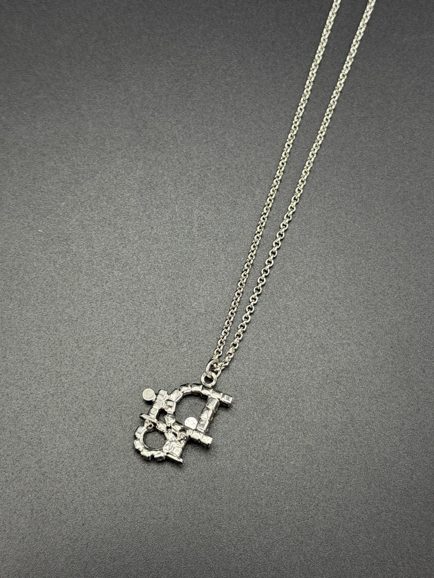 CHRISTIAN DIOR CD Logo Rheinstone-embellished Necklace