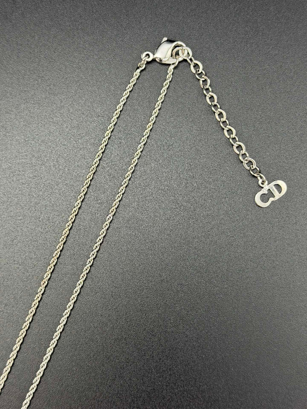 CHRISTIAN DIOR Rheinstone-embellished Oval Motif Necklace