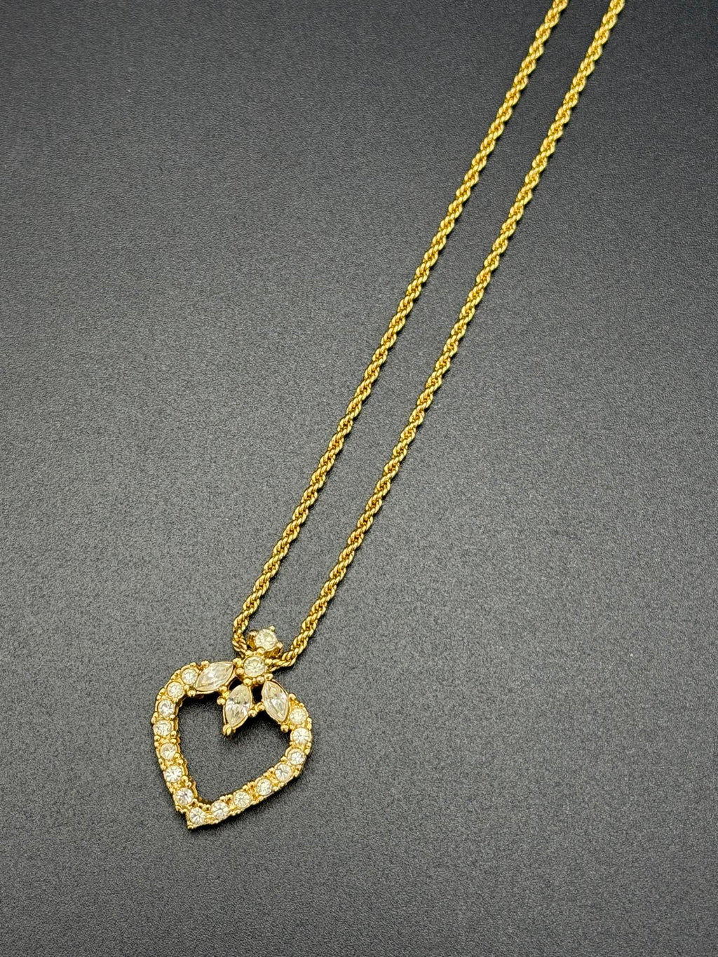 CHRISTIAN DIOR Rheinstone-embellished Heart-shaped Necklace