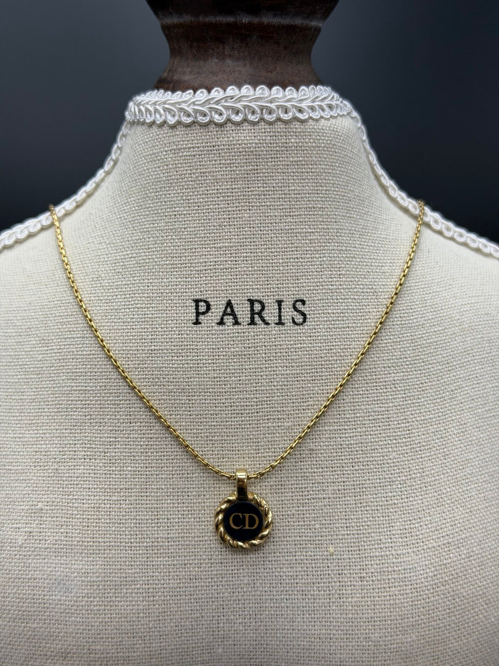 CHRISTIAN DIOR Black CD Disc Necklace