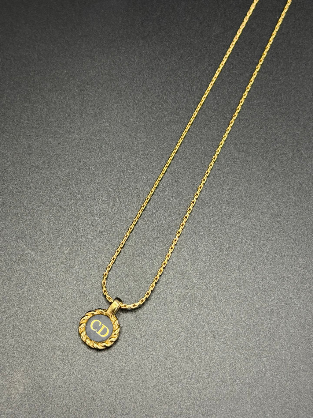 CHRISTIAN DIOR Black CD Disc Necklace