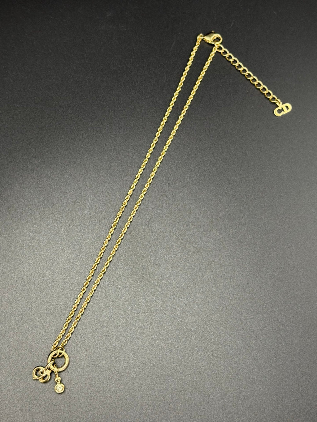 CHRISTIAN DIOR CD Logo with Rheinstone Pendant Necklace