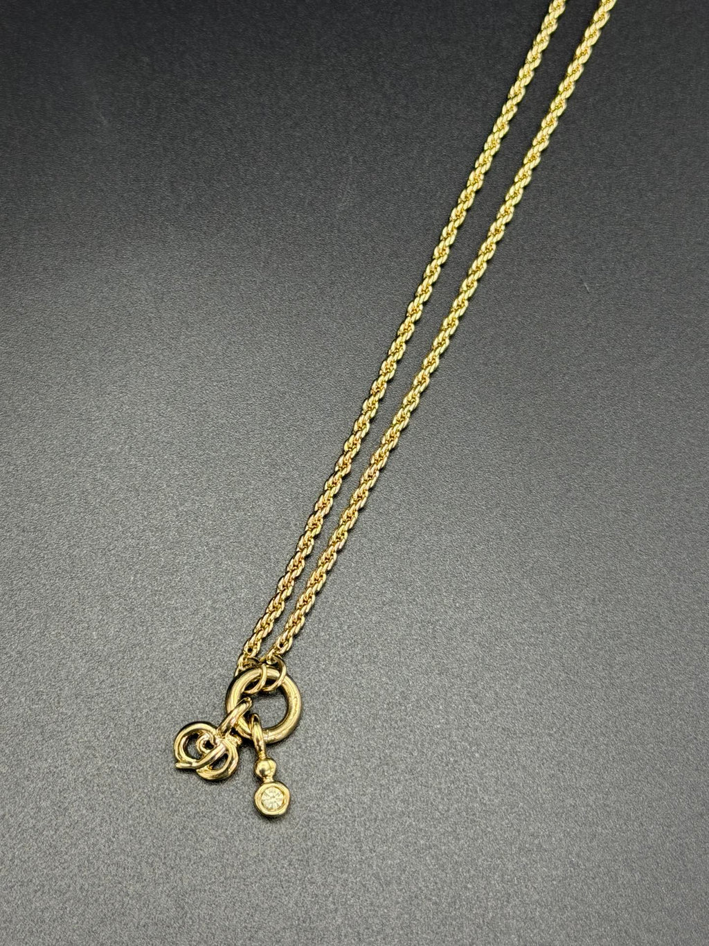 CHRISTIAN DIOR CD Logo with Rheinstone Pendant Necklace