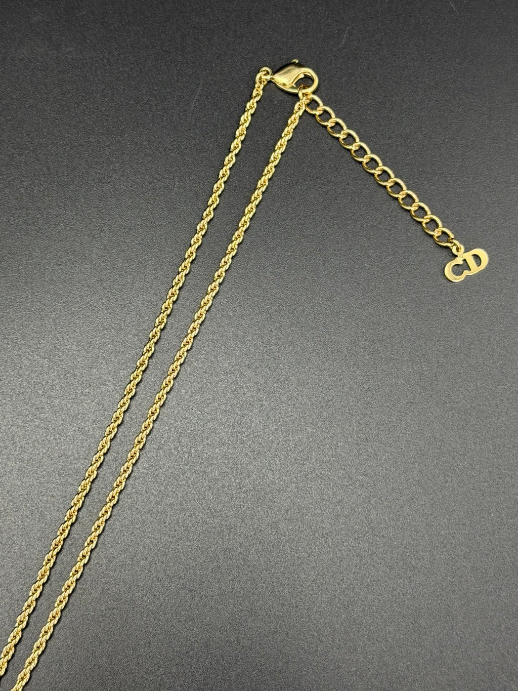 CHRISTIAN DIOR CD Logo with Rheinstone Pendant Necklace