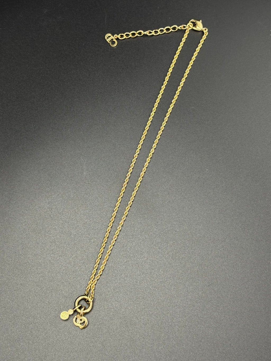 CHRISTIAN DIOR CD Logo with Rheinstone Pendant Necklace