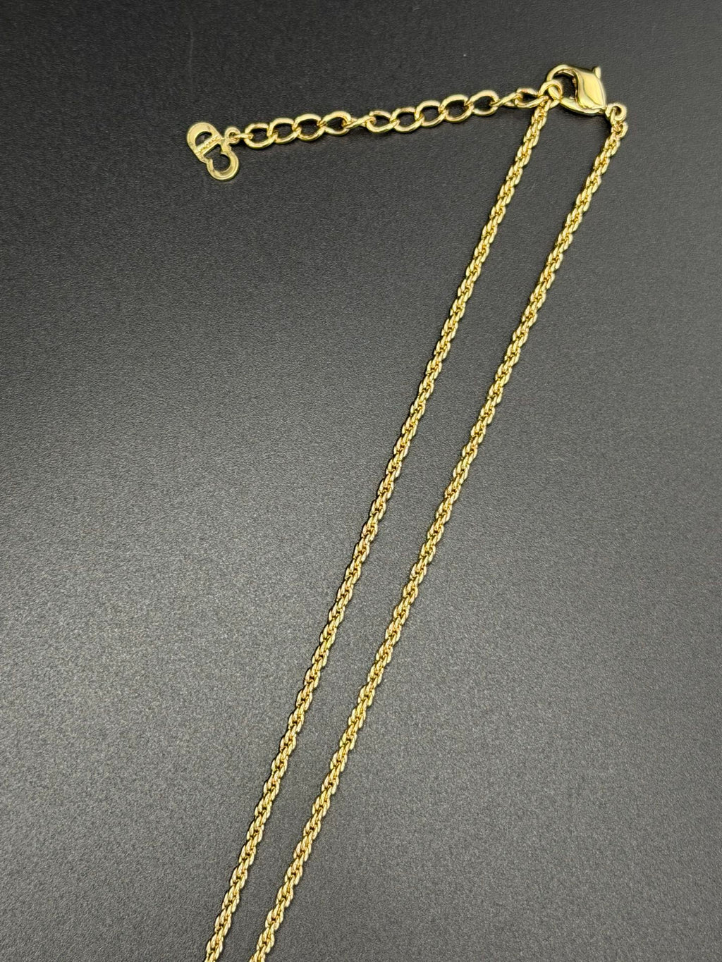CHRISTIAN DIOR CD Logo with Rheinstone Pendant Necklace