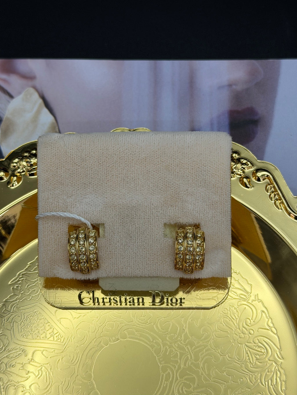 CHRISTIAN DIOR Rheinstone-embellished Clip On Earrings