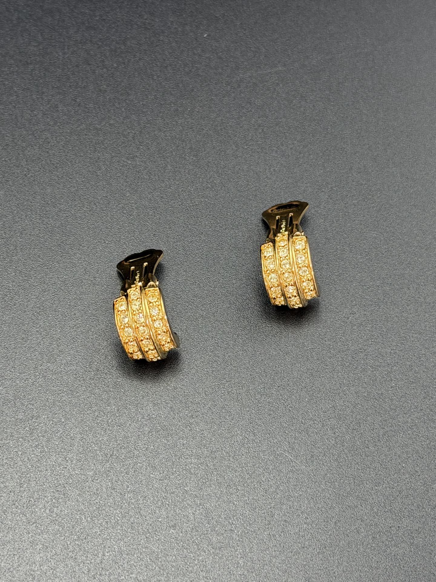 CHRISTIAN DIOR Rheinstone-embellished Clip On Earrings