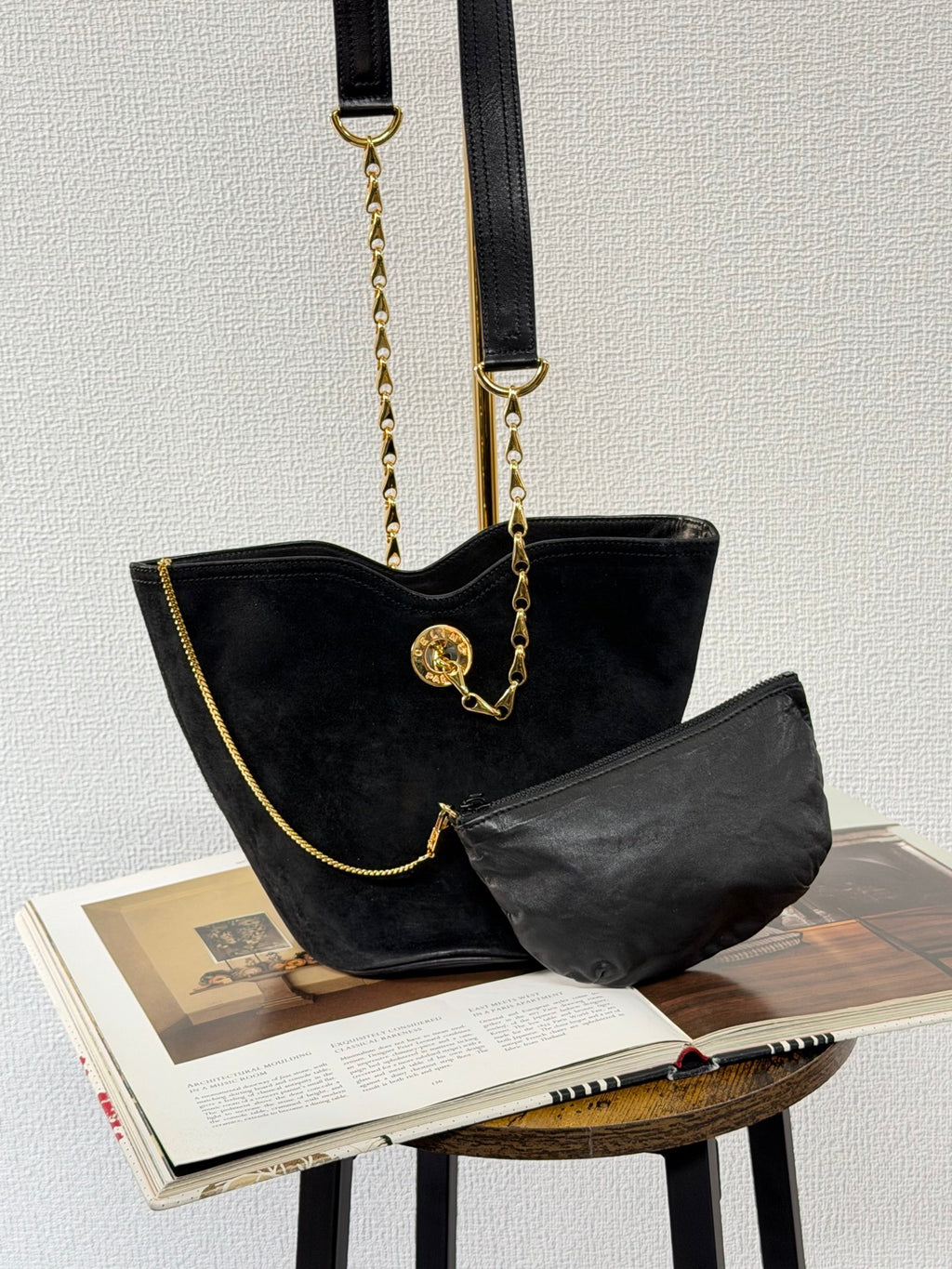 CELINE Suede Tote 2WAY Shoulder bag Set