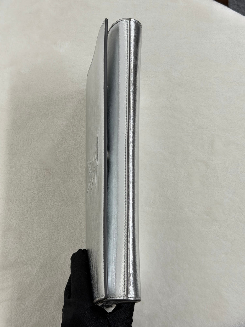 Saint Laurent Silver Logo Clutch Bag
