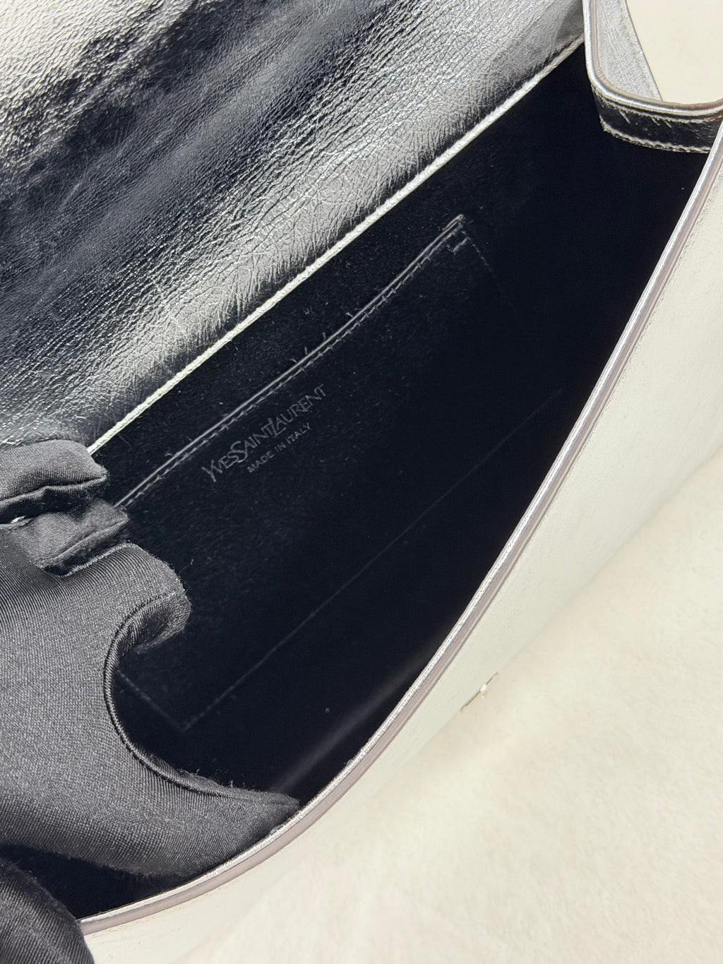 Saint Laurent Silver Logo Clutch Bag