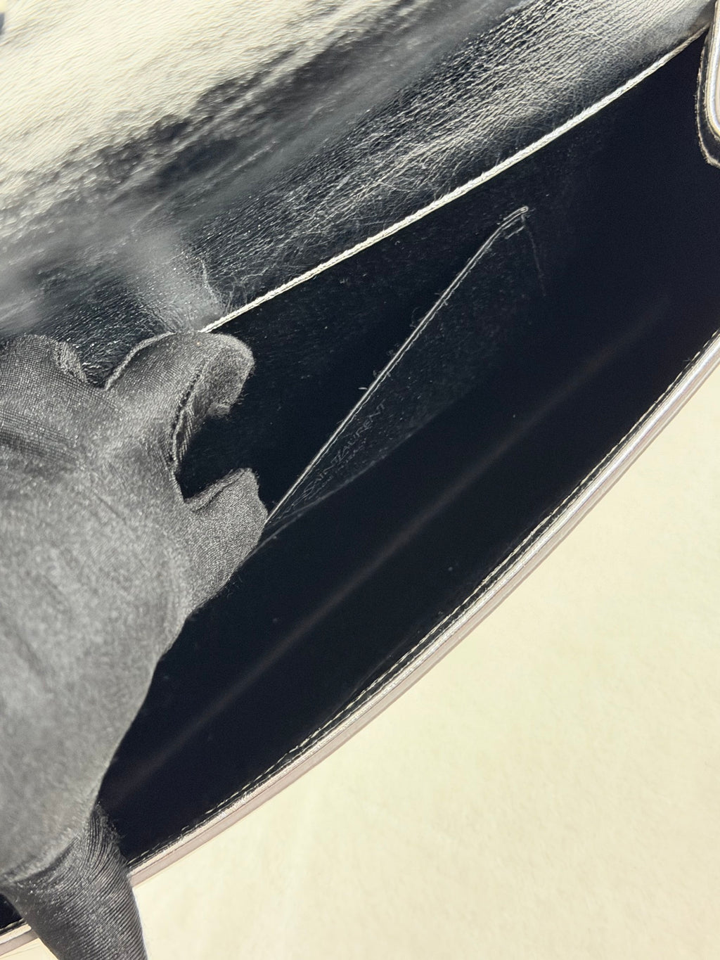 Saint Laurent Silver Logo Clutch Bag