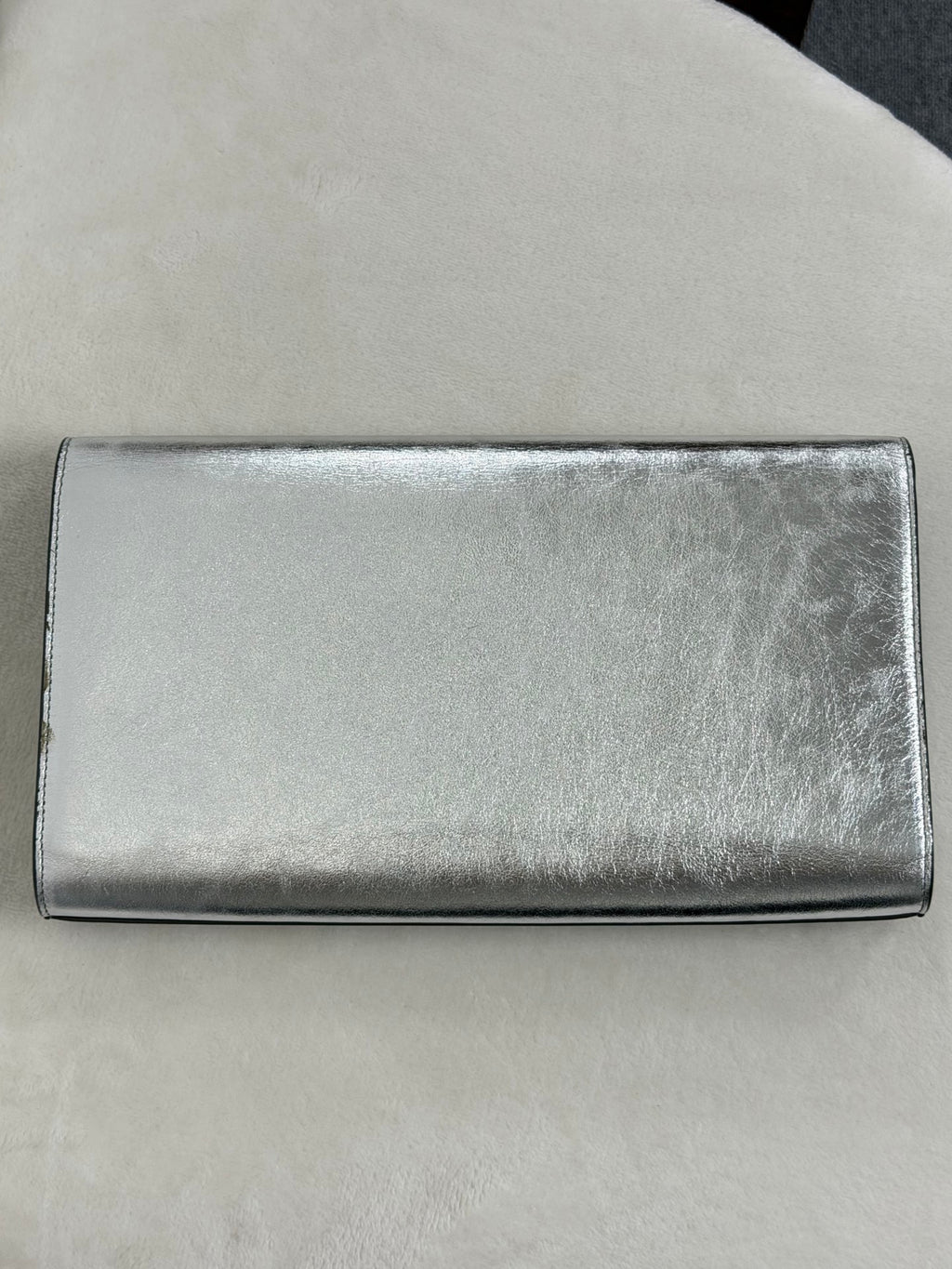 Saint Laurent Silver Logo Clutch Bag