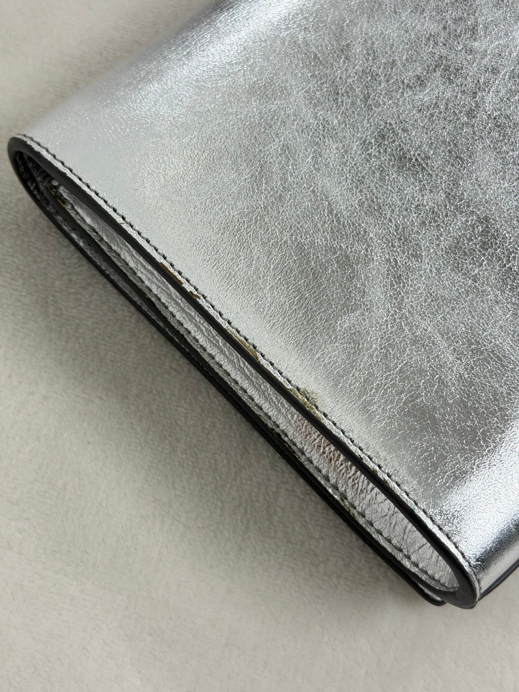 Saint Laurent Silver Logo Clutch Bag