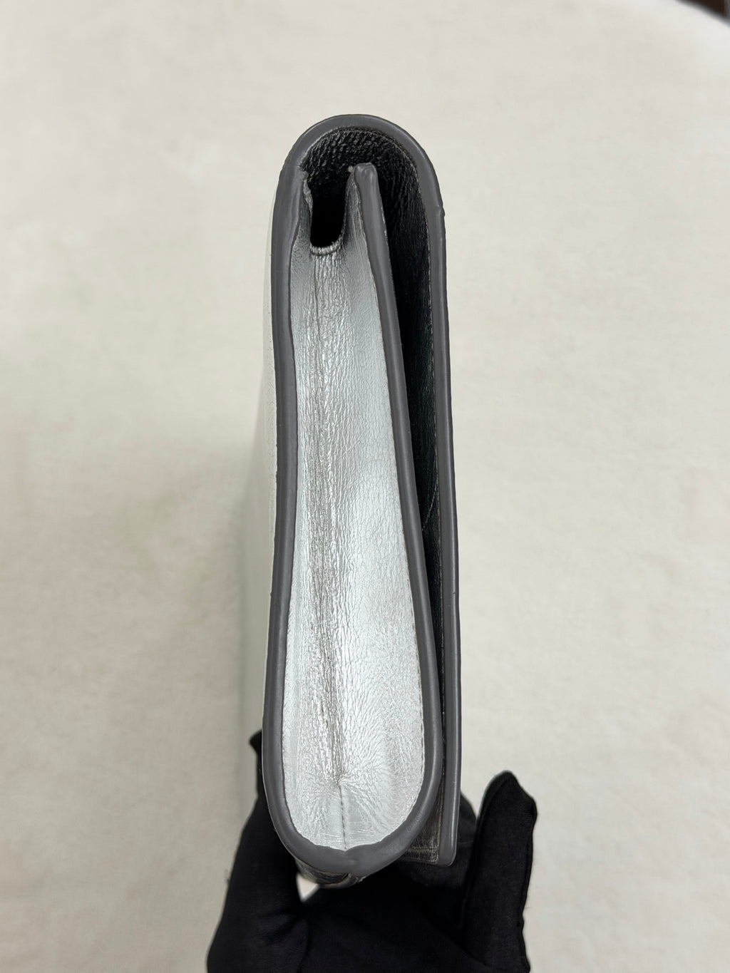 Saint Laurent Silver Logo Clutch Bag