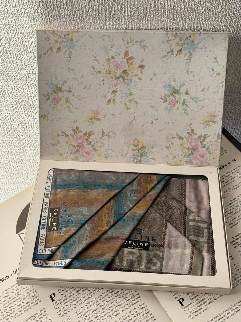 CELINE Cotton Scarf Set (New)