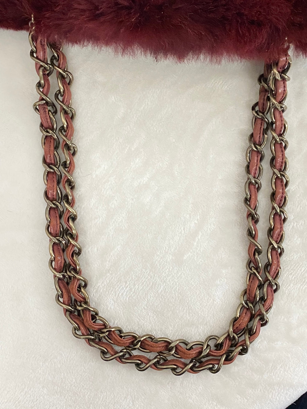 CHANEL Burgundy Fur Totebag